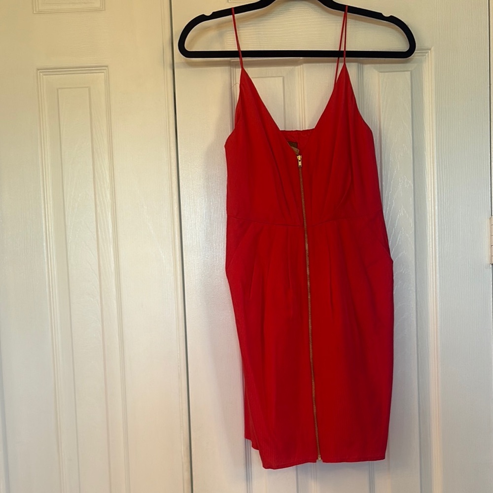 Ali Ro Red Spaghetti Strap Slip Mini Dress